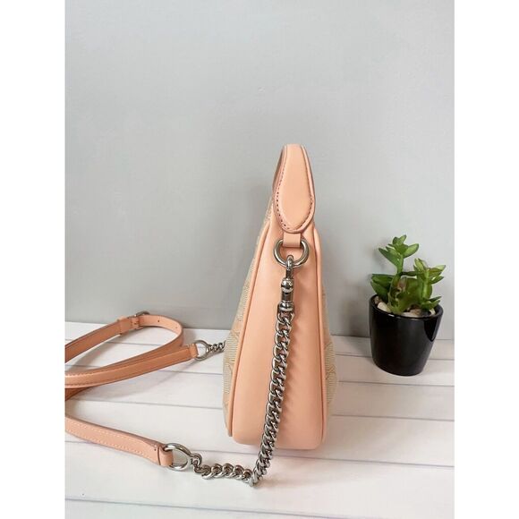 NWT Coach CT773 Carmen Mini Crossbody In Signature Jacquard In SV/Faded Blush - Picture 3 of 6